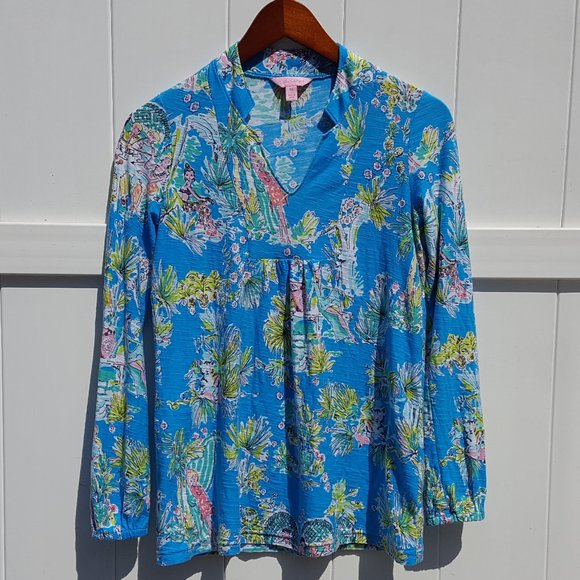 Lilly Pulitzer  Jungle Toile Glam Joycee Tunic Top (XS) - Picture 1 of 5